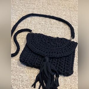 Navy Blue Spring Summer Crochet Purse Shoulder Bag Handbag New with tassel